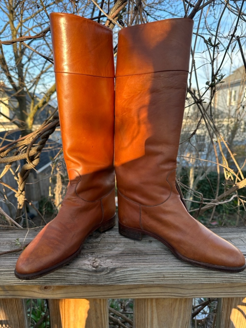 Gucci Women's Knee high Leather Boots - Cognac Brown
